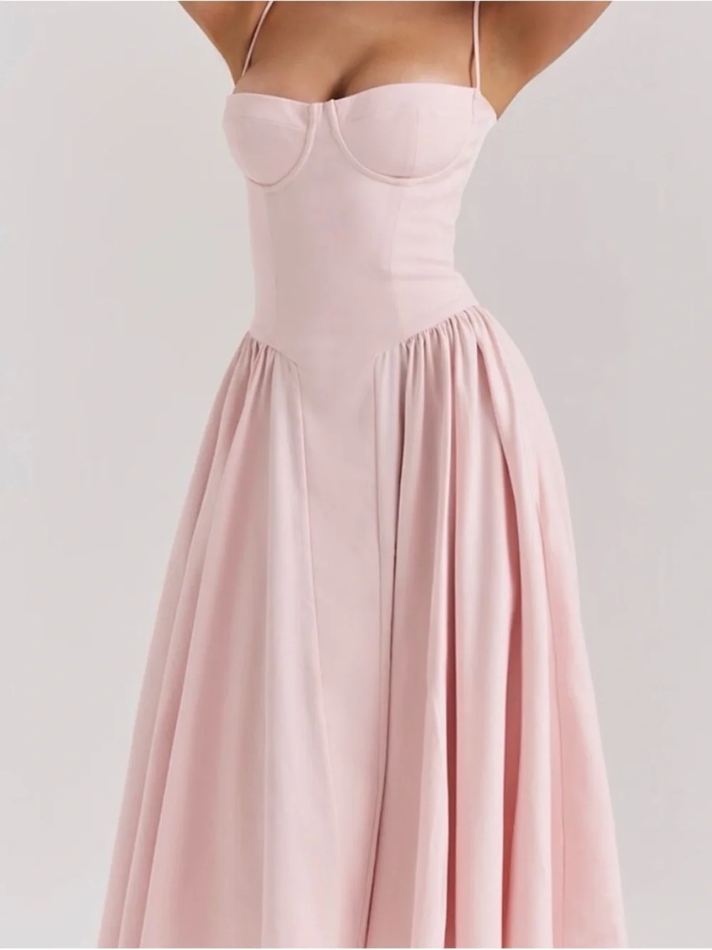 House of CB Strapless Blush Pink Corseted Dress